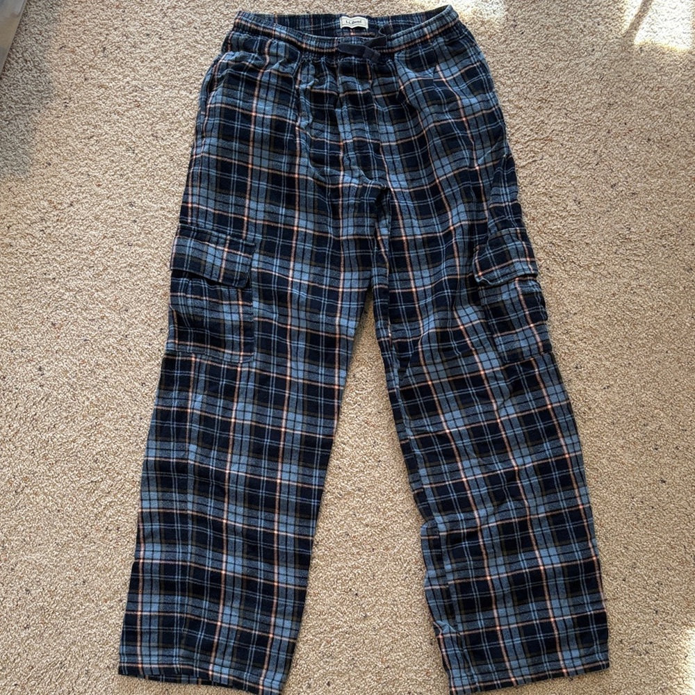 Boys L.L. Bean Plaid PJ Pants - Navy and Blue